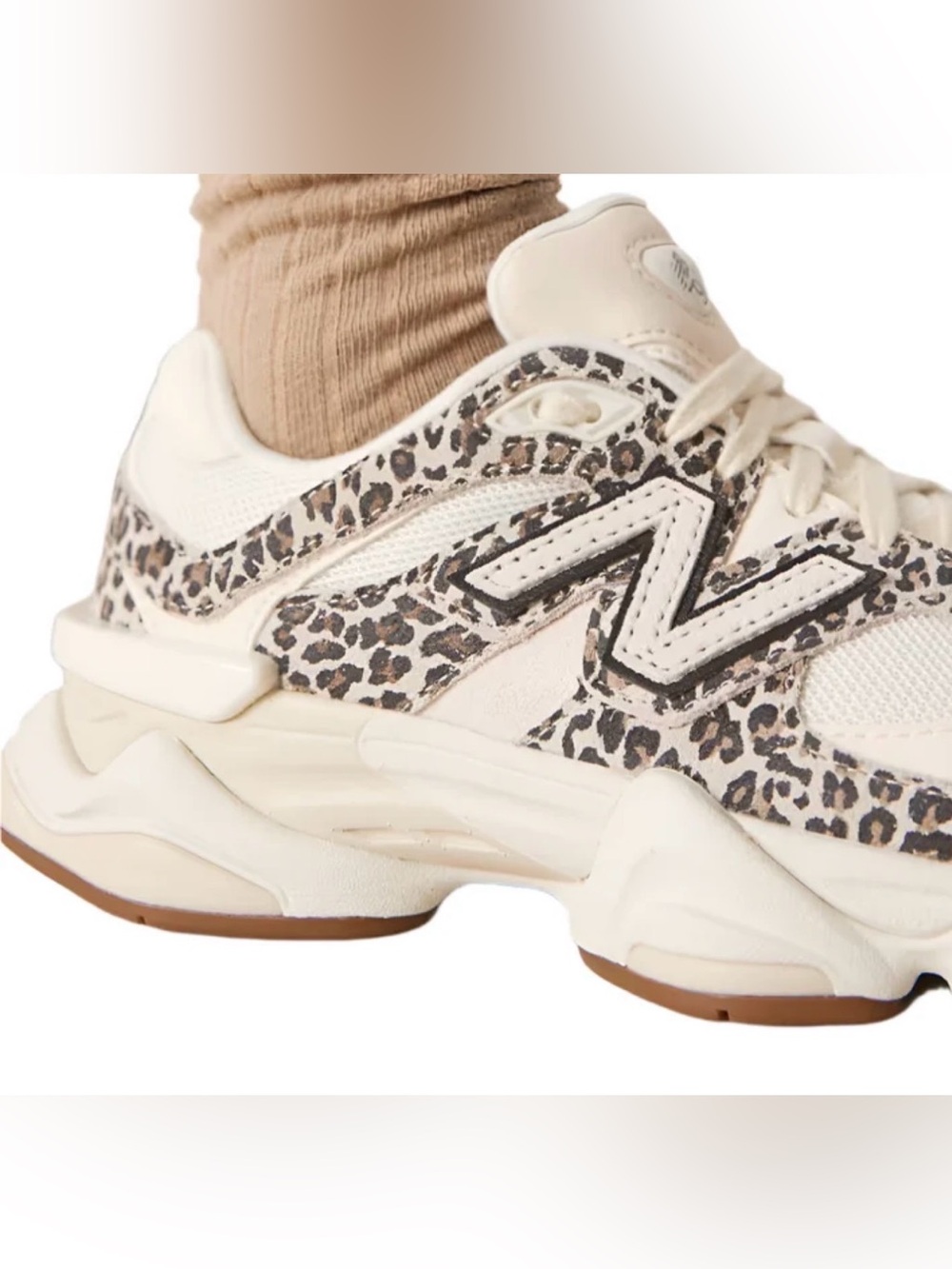 🔥Viral🐆 New Balance 9060 White and Black Leopard-Print Chunky Sneakers - Picture 13 of 13